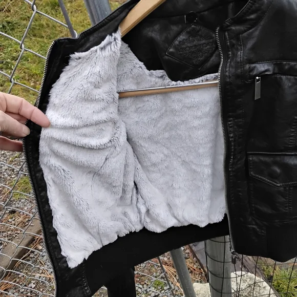 Juniors faux leather biker jacket bomber jacket - Picture 3 of 10